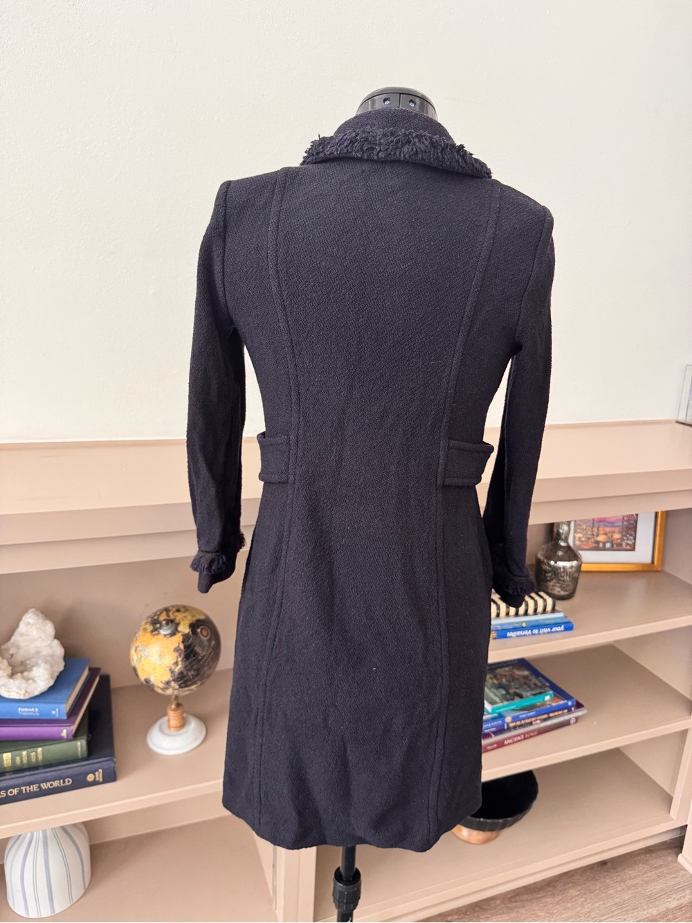 Vintage St. John Collection Black Knit Long Jacket Gold Buttons Size 2 - Picture 4 of 9